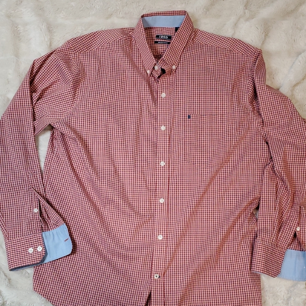 IZOD Non Iron Stretch Button Down Shirt L